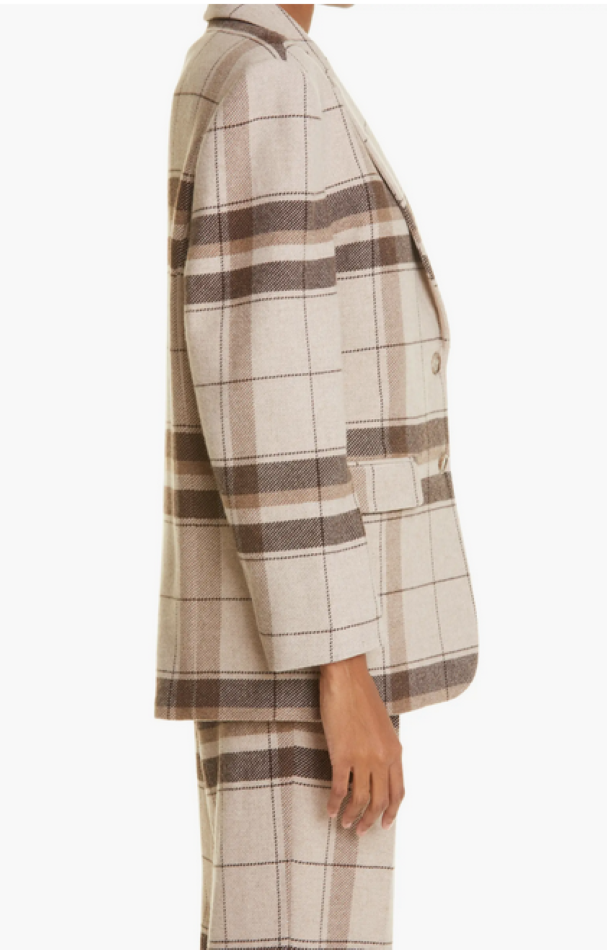 Anine Bing Quinn Plaid Blazer