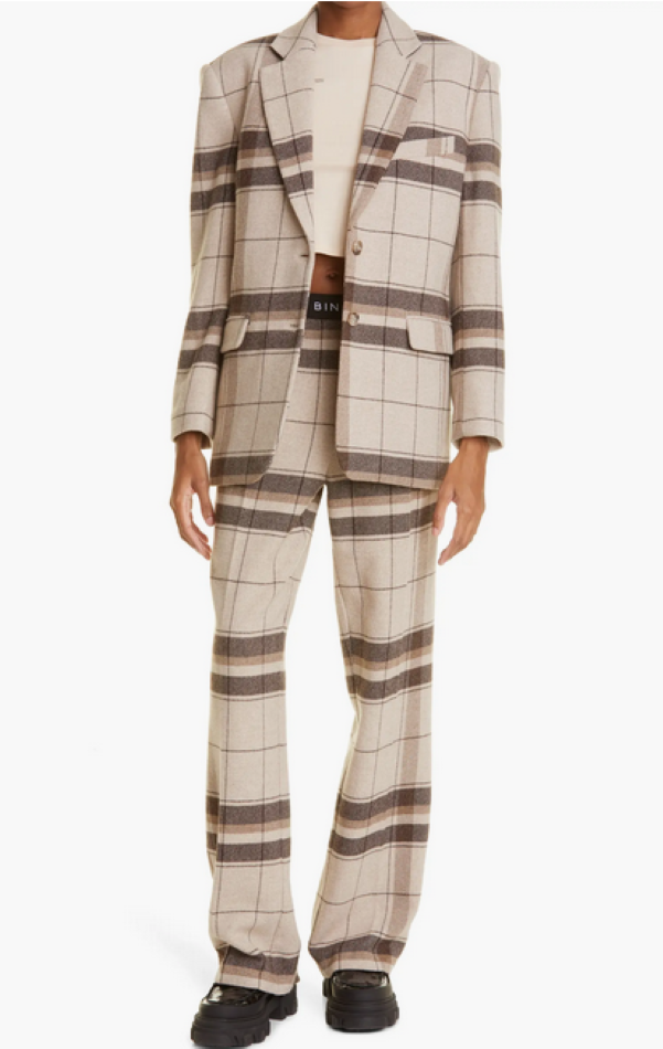 Anine Bing Quinn Plaid Blazer