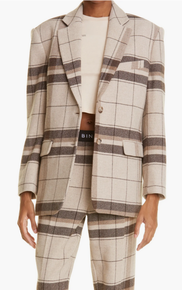 Anine Bing Quinn Plaid Blazer