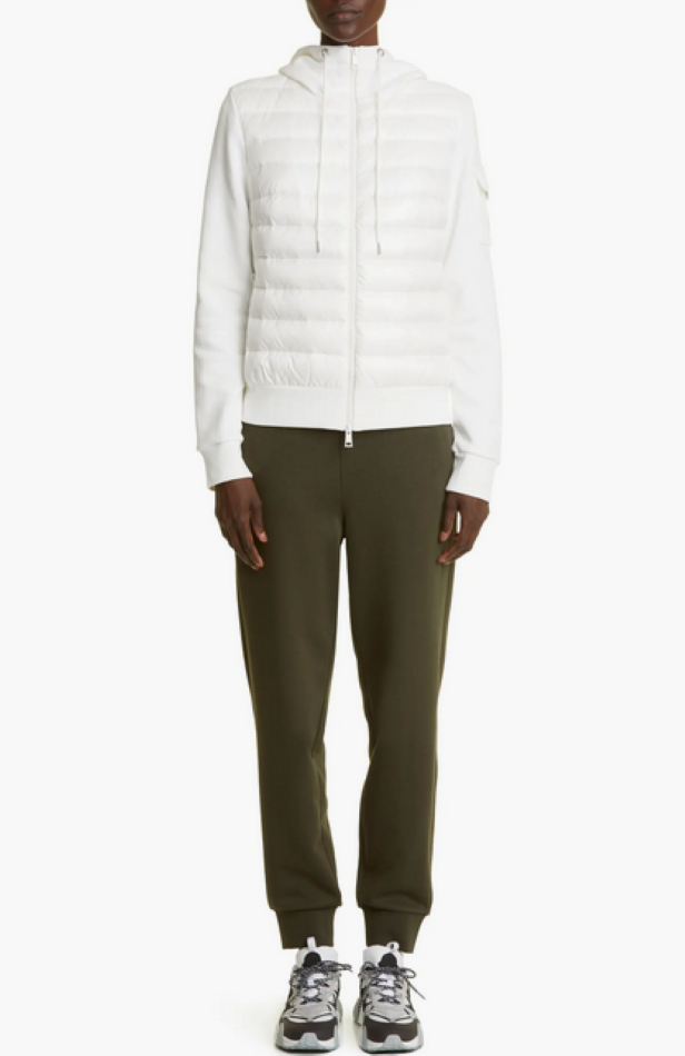 Moncler Maglia Quilted Mixed Media Zip Cardigan
