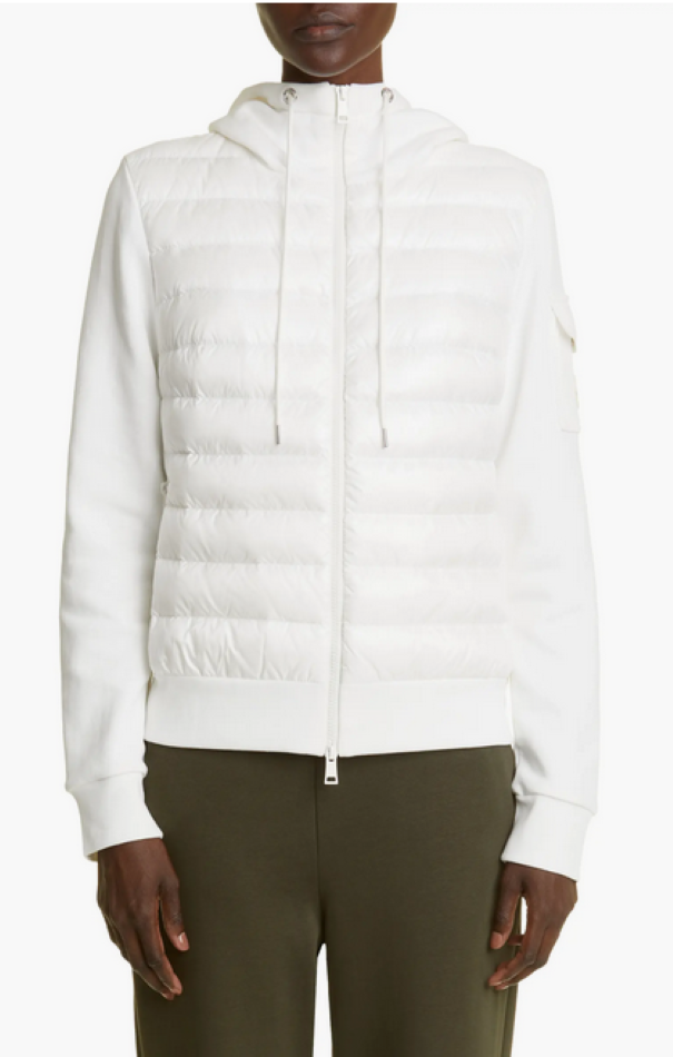 Moncler Maglia Quilted Mixed Media Zip Cardigan