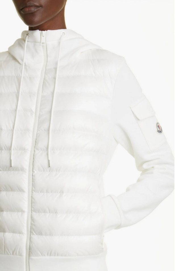 Moncler Maglia Quilted Mixed Media Zip Cardigan