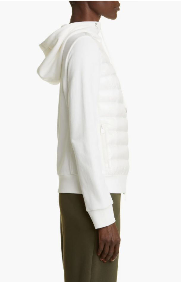 Moncler Maglia Quilted Mixed Media Zip Cardigan