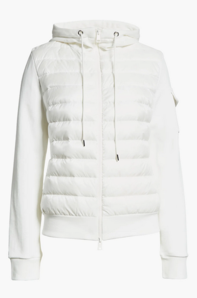 Moncler Maglia Quilted Mixed Media Zip Cardigan