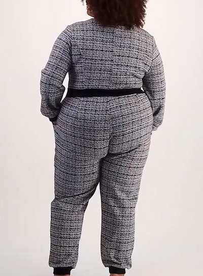 Nina Parker Plus Size Tweed Contrast-Trim Button-Front Jumpsuit