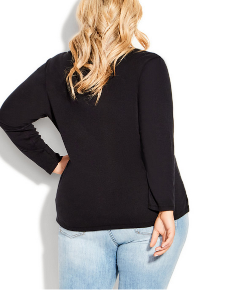 AVENUE V Neck Essential Long Sleeve Tee