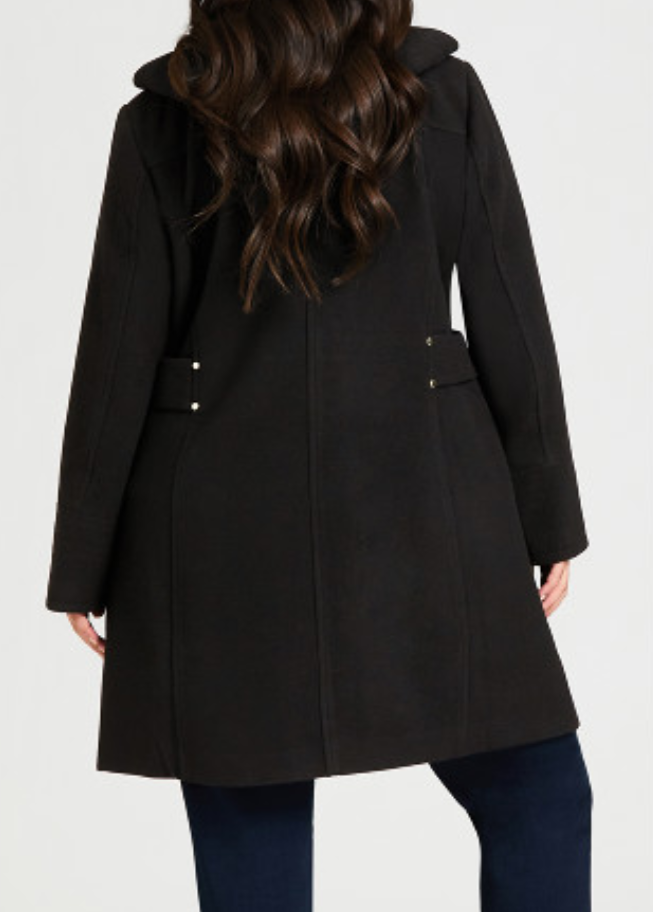 AVENUE Plus Size Faux Wool Plain Coat