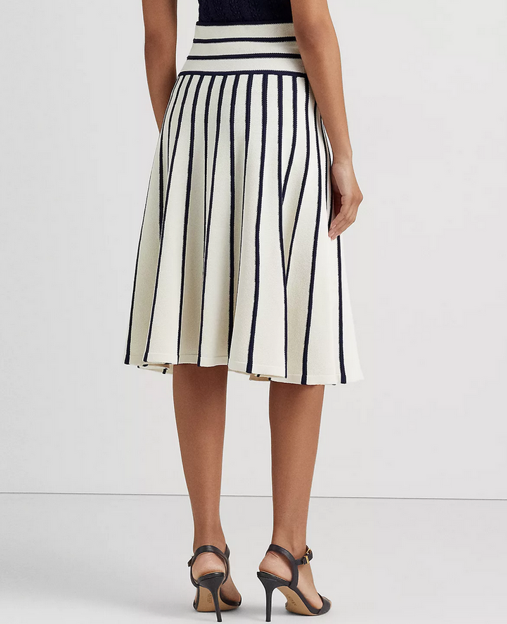 LAUREN RALPH LAUREN Petite Striped Knit Midi Skirt