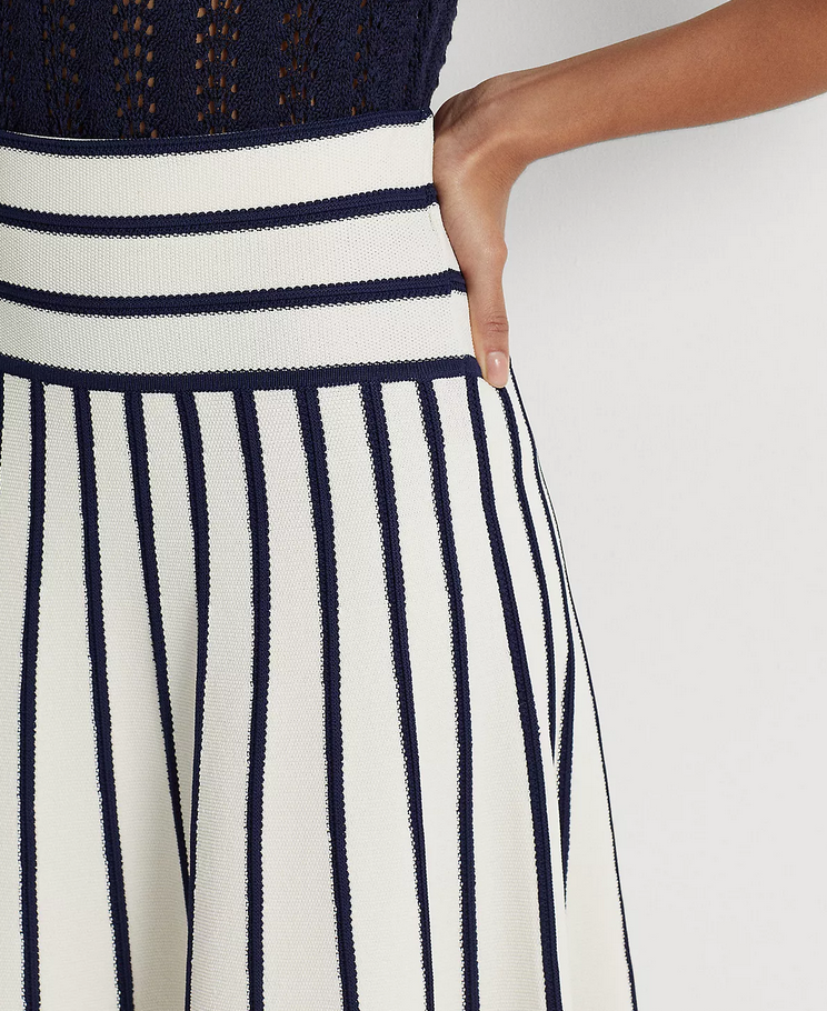 LAUREN RALPH LAUREN Petite Striped Knit Midi Skirt