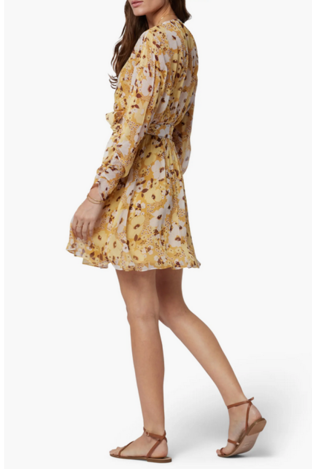 JOIE Clara Floral Long Sleeve Silk Minidress