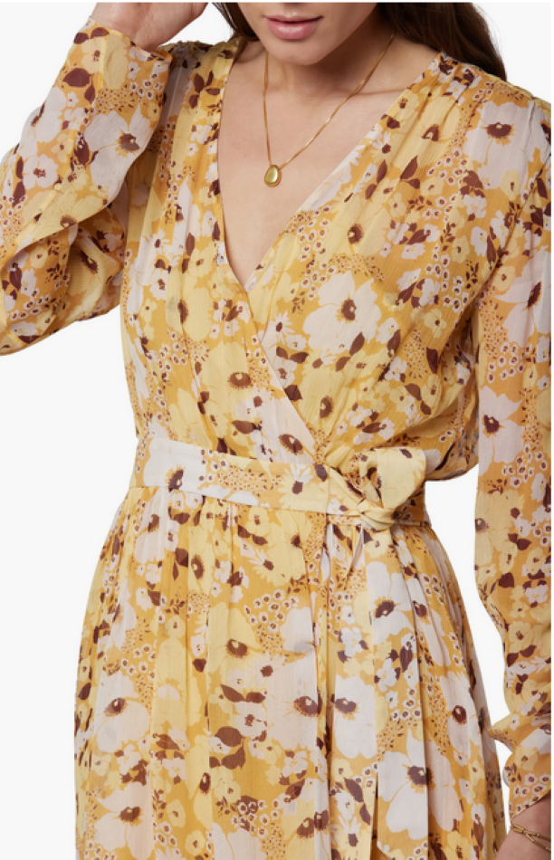 JOIE Clara Floral Long Sleeve Silk Minidress