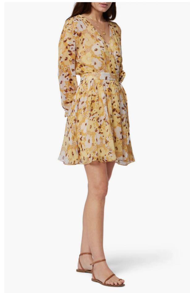 JOIE Clara Floral Long Sleeve Silk Minidress