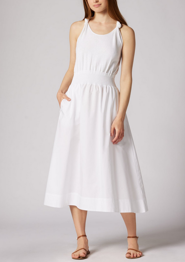 Joie Kenzie Linen Cotton Twist Strap Midi Dress