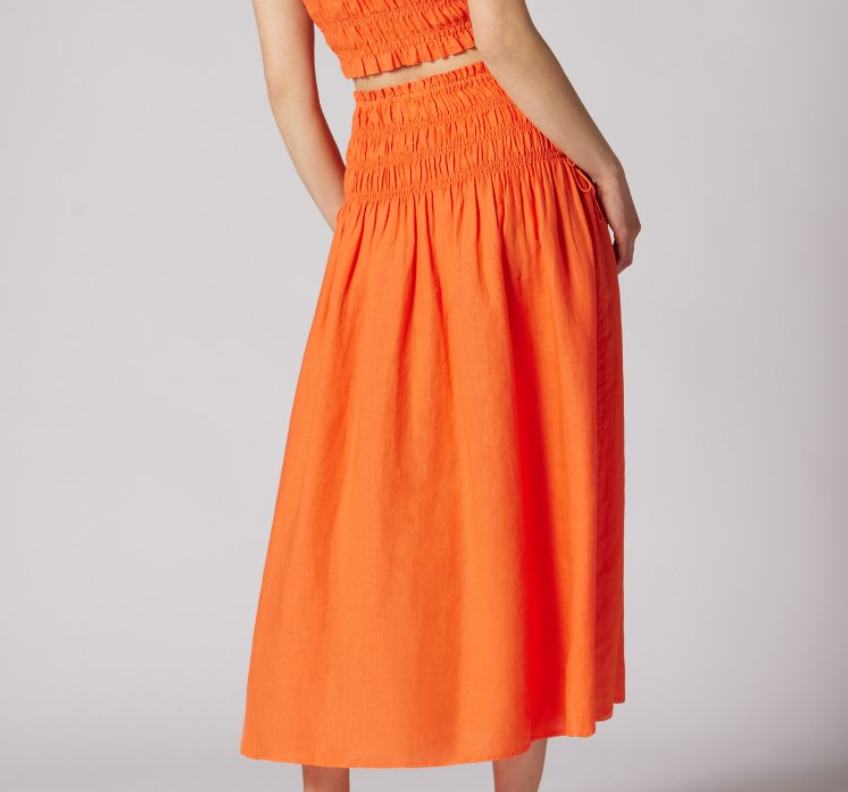 Joie Clover Linen Smocked Midi Skirt DGFOutlet Joie Clover Linen Smocked Midi Skirt DGFOutlet