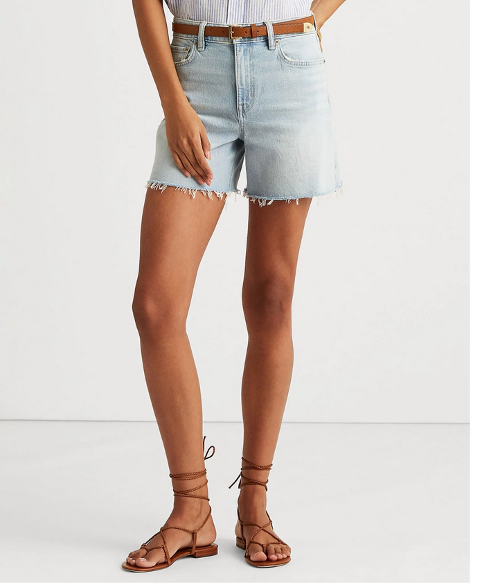 LAUREN RALPH LAUREN Frayed Hem High Waist Shorts