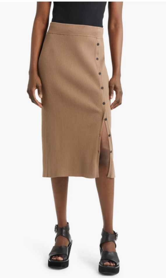 rag & bone Asher Button Ribbed Knit Pencil Skirt
