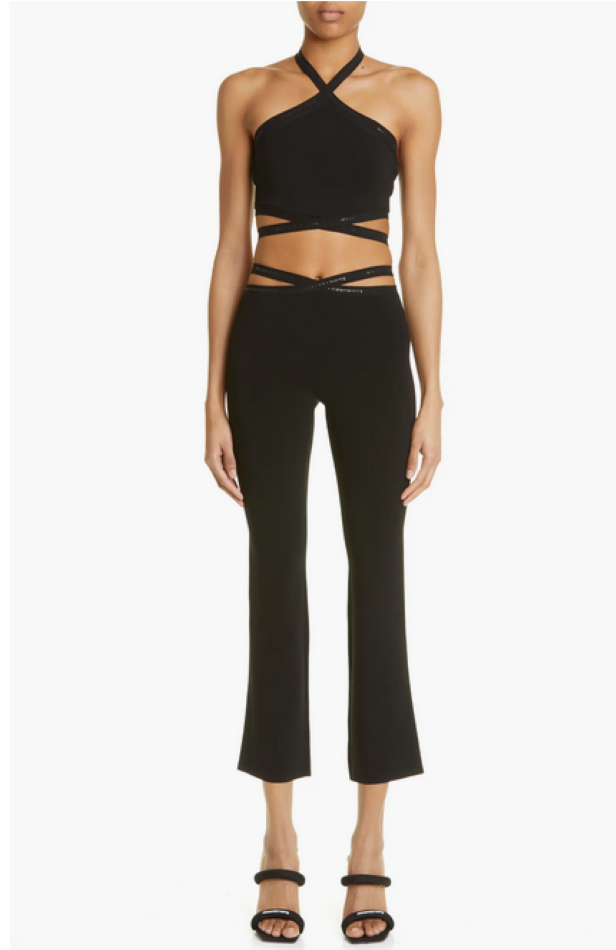 alexanderwang.t Crisscross  Logo Tape Cutout Flare Leggings