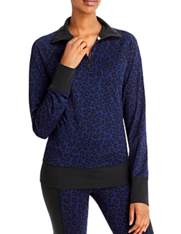 AQUA Cheetah Jacquard Quarter Zip Sweatshirt