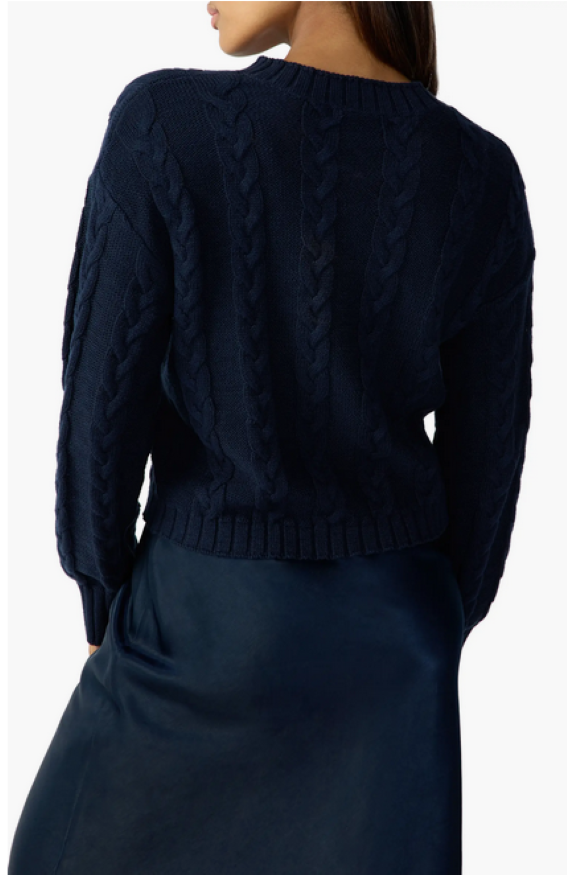 Sanctuary Cotton Cable-Knit Crewneck Sweater
