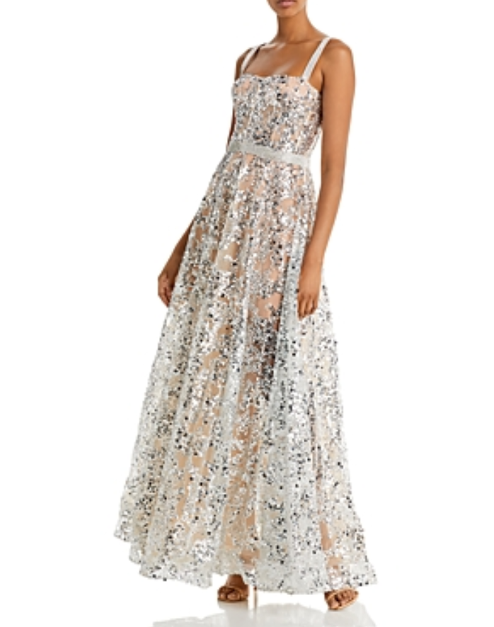 BRONX AND BANCO Midnight Gold Sequin Sweetheart Gown