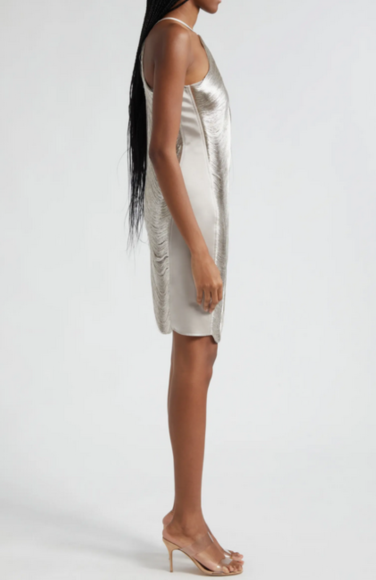 Cult Gaia Mara Metallic Satin Halter Dress