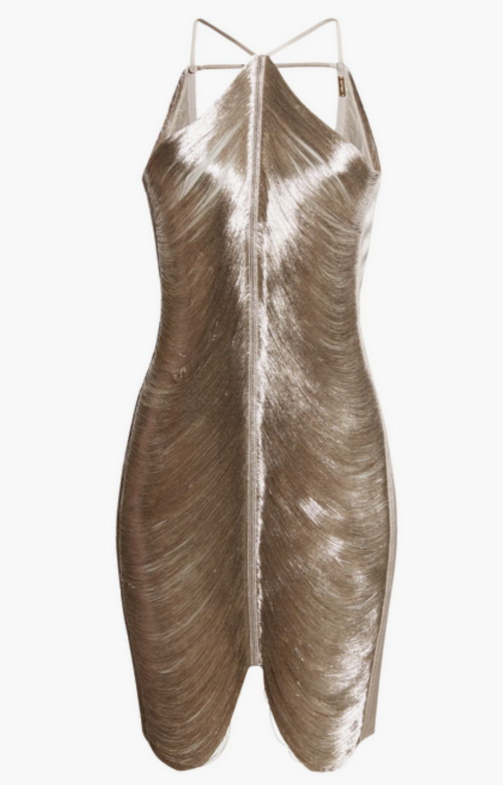 Cult Gaia Mara Metallic Satin Halter Dress