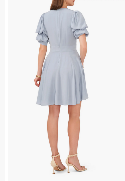 1.STATE Bubble Sleeve V Neck Dress