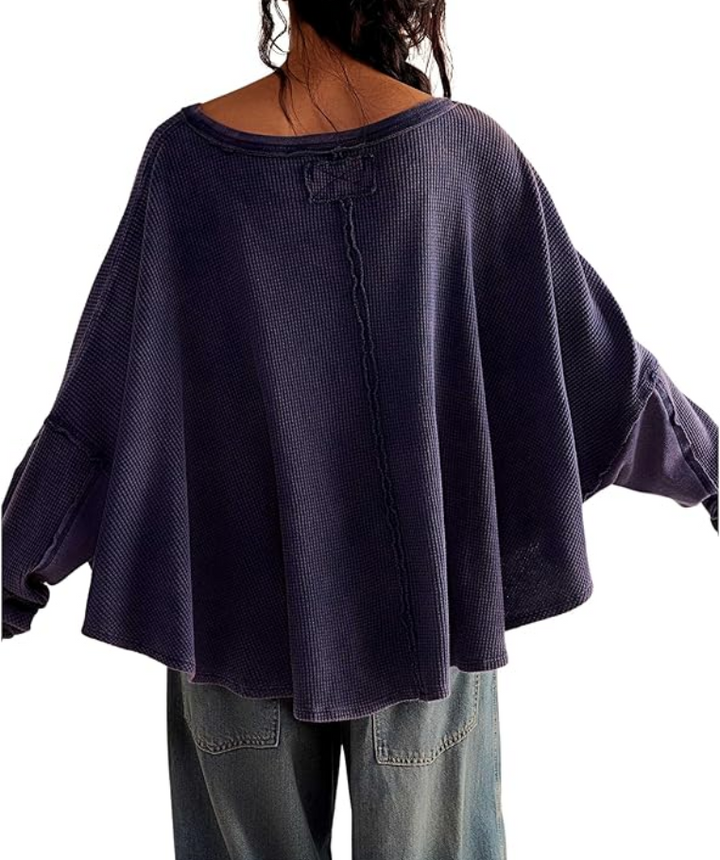 Free People Microphone Drop Waffle Knit Top