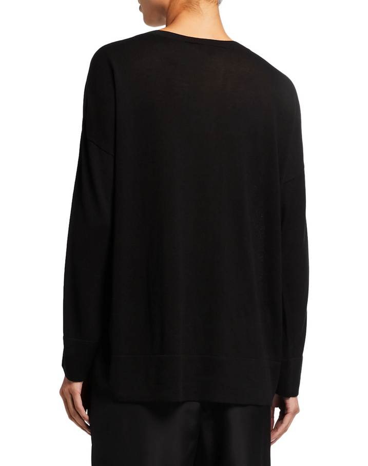 Eileen Fisher Petites Long-Sleeve Crewneck Top