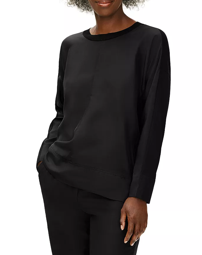 Eileen Fisher Petites Long-Sleeve Crewneck Top