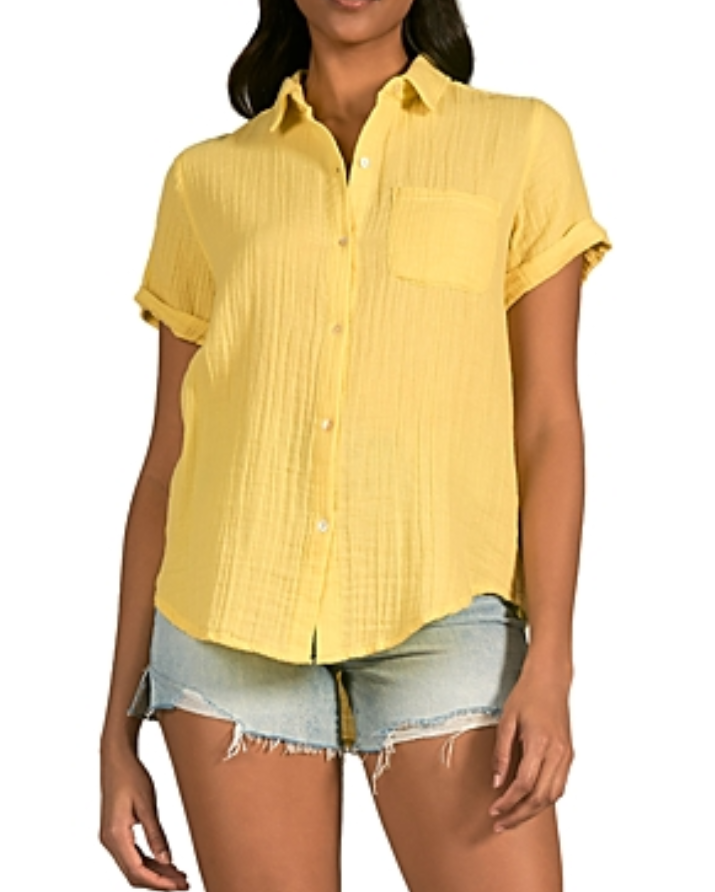 Elan Double Gaze Button Down Top