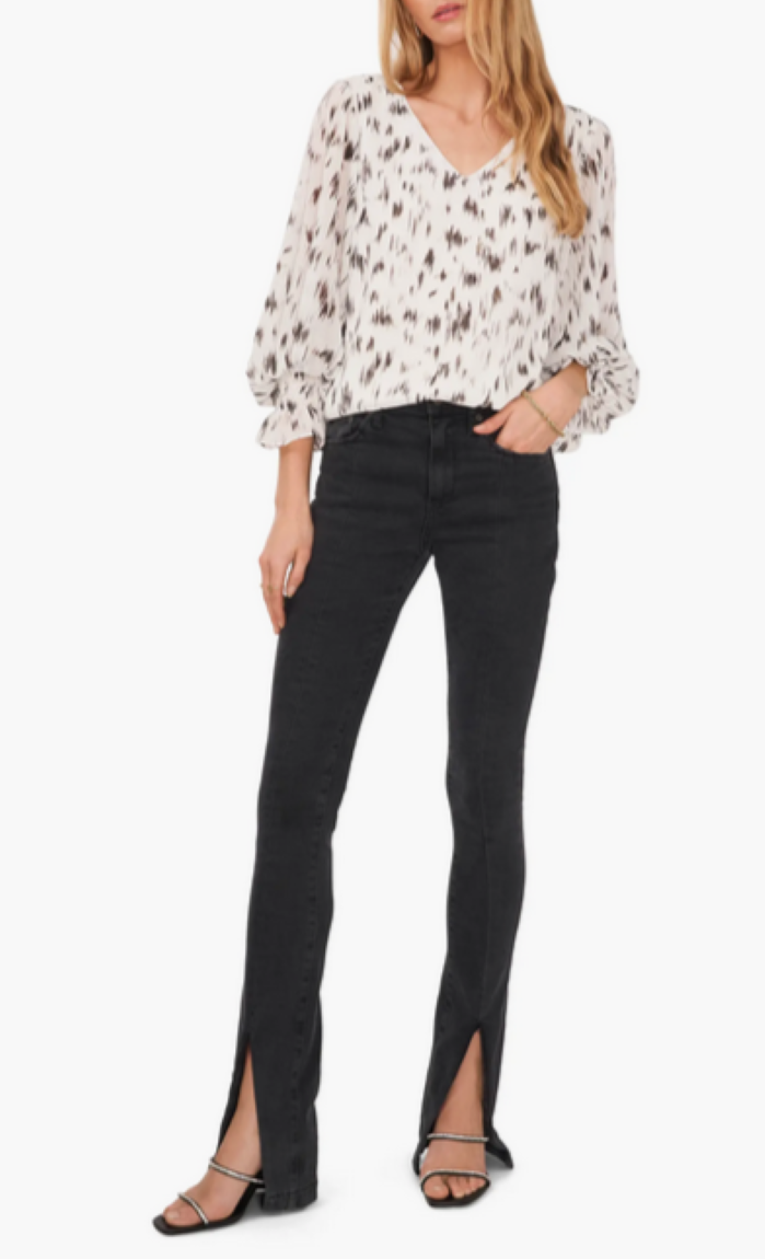 Vince Camuto Printed Blouson-Sleeve Blouse