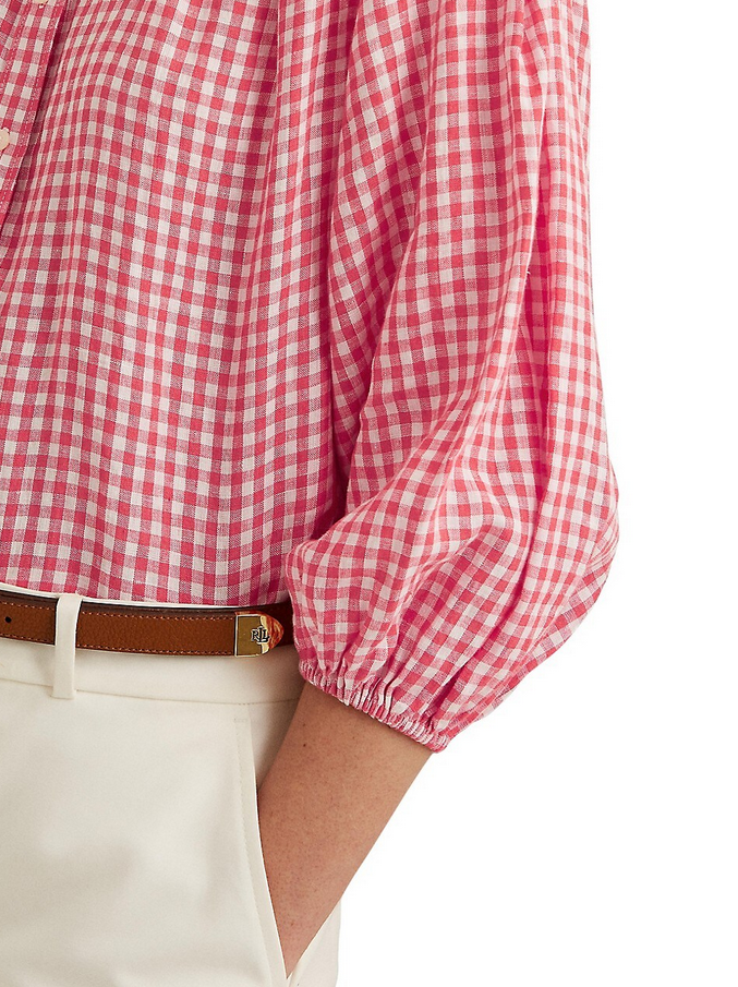 LAUREN RALPH LAUREN Puff-Sleeve Gingham Top