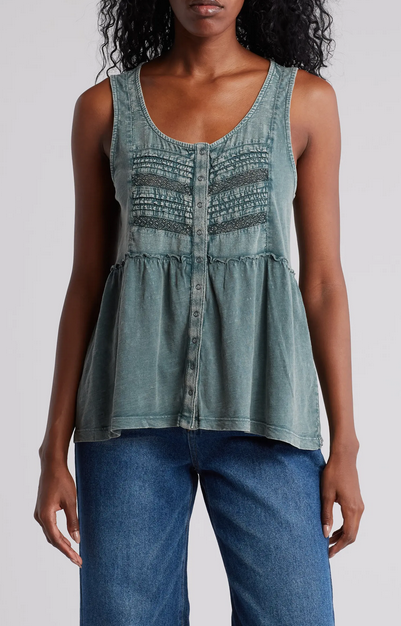 Lucky Brand Pintuck Cotton Tank Top