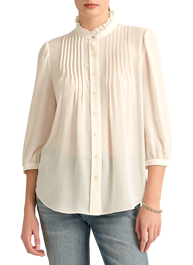 LAUREN RALPH LAUREN Button-Down Georgette Blouse