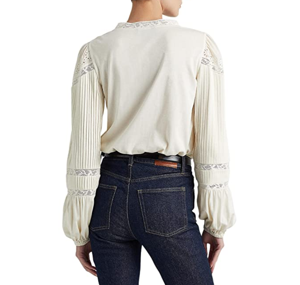 LAUREN RALPH LAUREN Eyelet-Embroidered Cotton-Blend Top