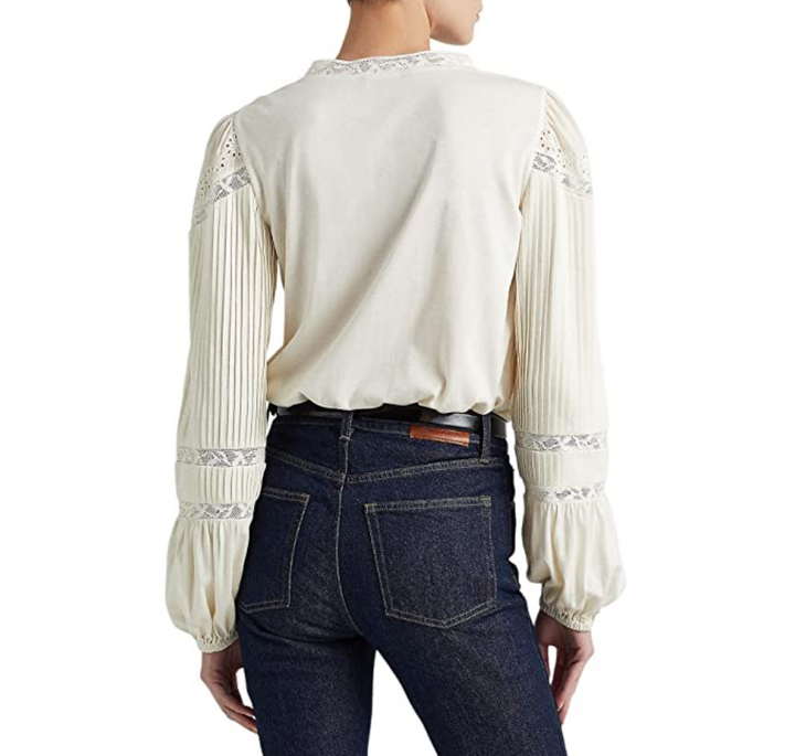 LAUREN RALPH LAUREN Eyelet-Embroidered Cotton-Blend Top