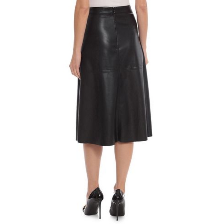 BAGATELLE Faux Leather Panelled A-Line Midi Skirt
