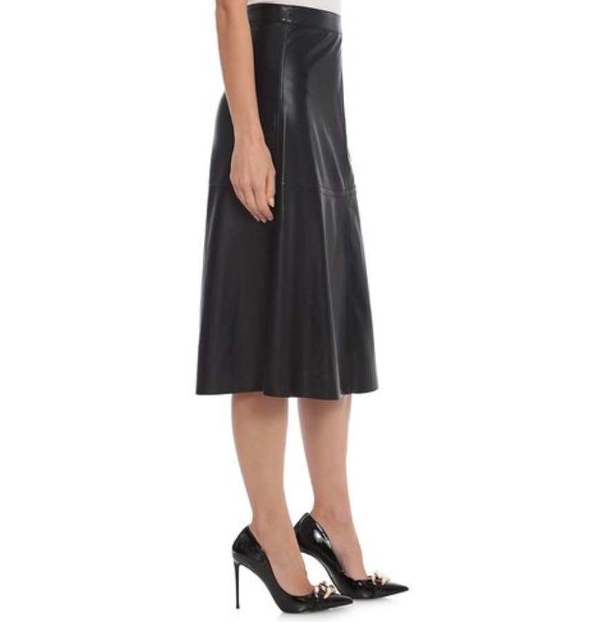 BAGATELLE Faux Leather Panelled A-Line Midi Skirt