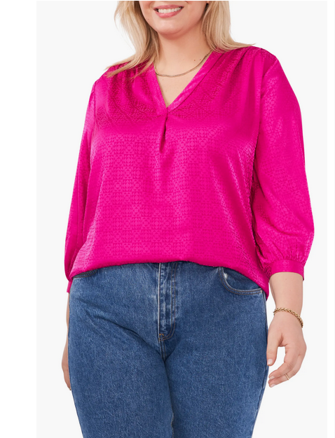 Vince Camuto V-Neck Jacquard Blouse