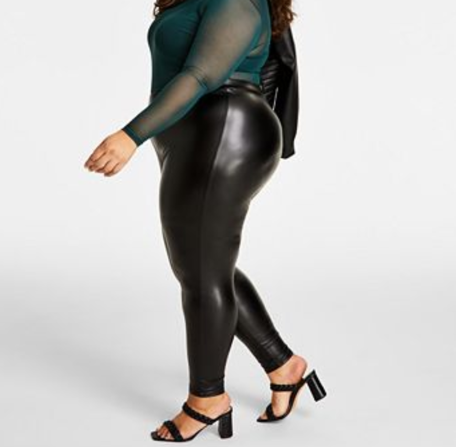 Nina Parker Plus Size Faux Leather Elasticized-Waist Leggings
