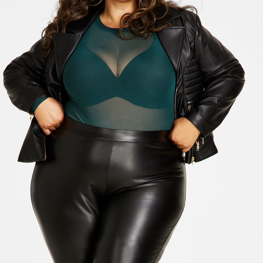 Nina Parker Plus Size Faux Leather Elasticized-Waist Leggings
