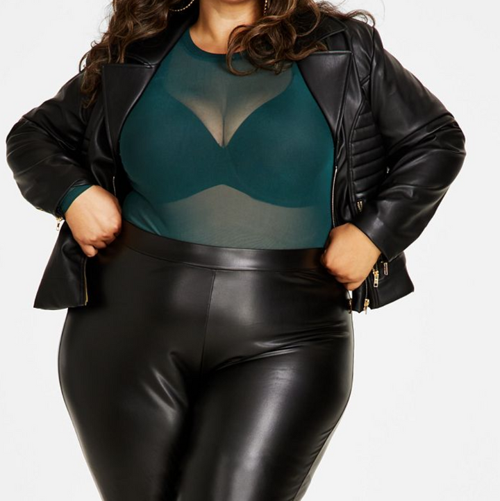 Nina Parker Plus Size Faux Leather Elasticized-Waist Leggings