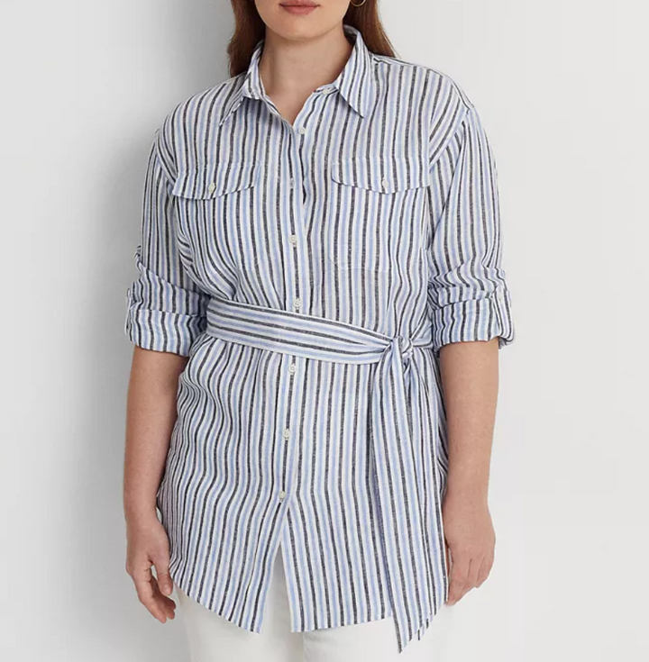 LAUREN RALPH LAUREN Plus Size Utility-Inspired Roll-Tab Sleeve Top