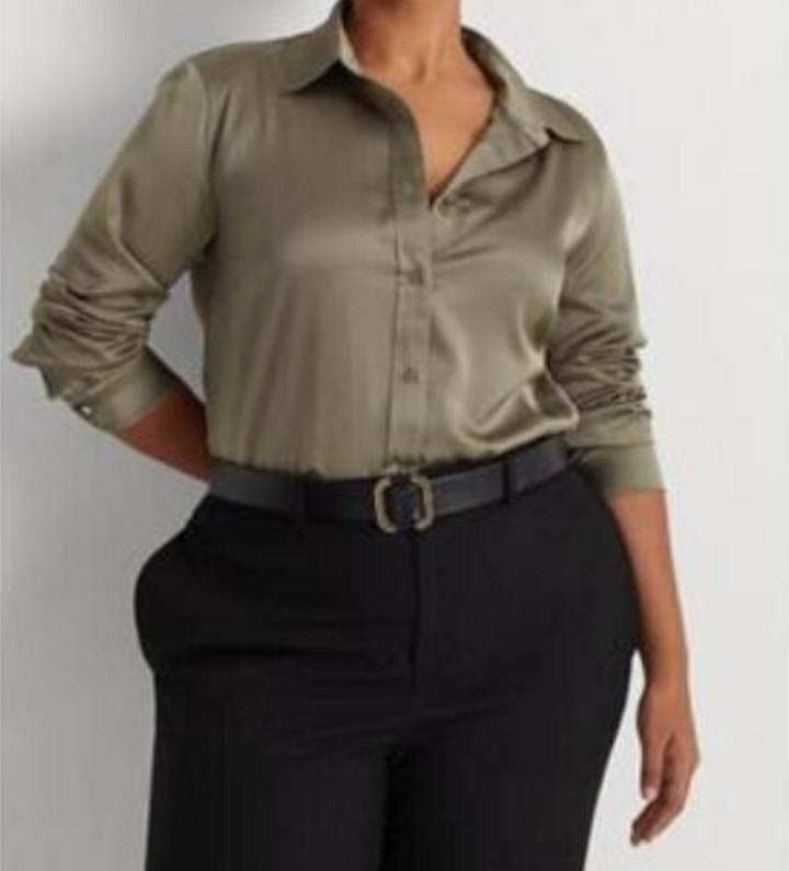 LAUREN RALPH LAUREN Plus-Size Satin Charmeuse Shirt
