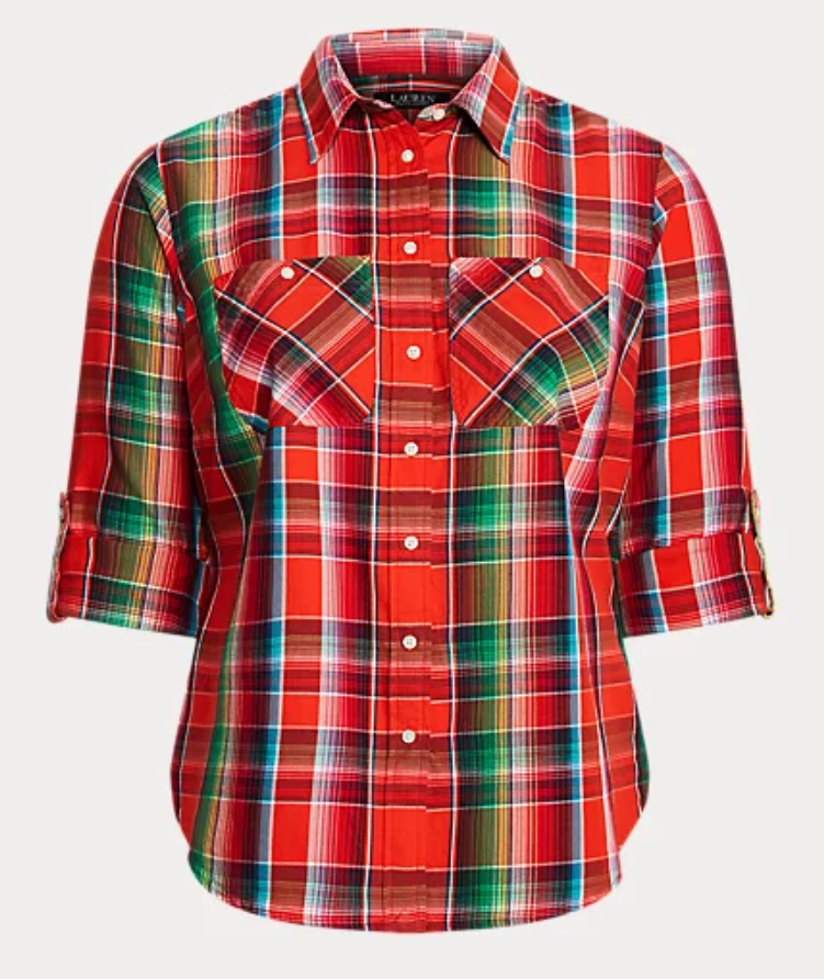 LAUREN RALPH LAUREN Plus-Size Cotton Madras Shirt