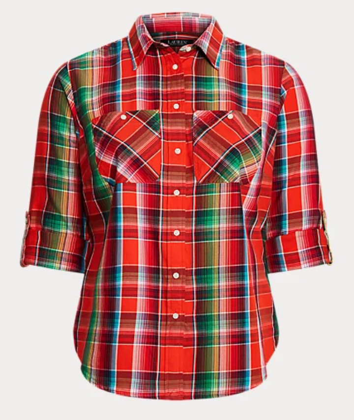 LAUREN RALPH LAUREN Plus-Size Cotton Madras Shirt