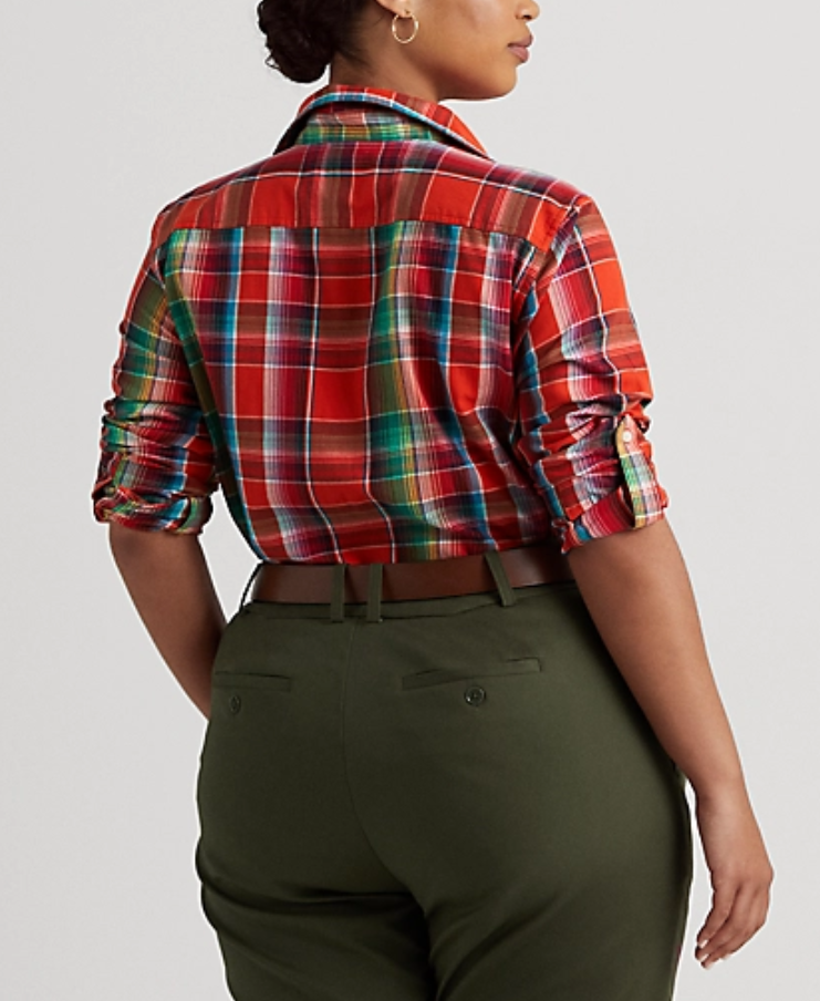 LAUREN RALPH LAUREN Plus-Size Cotton Madras Shirt