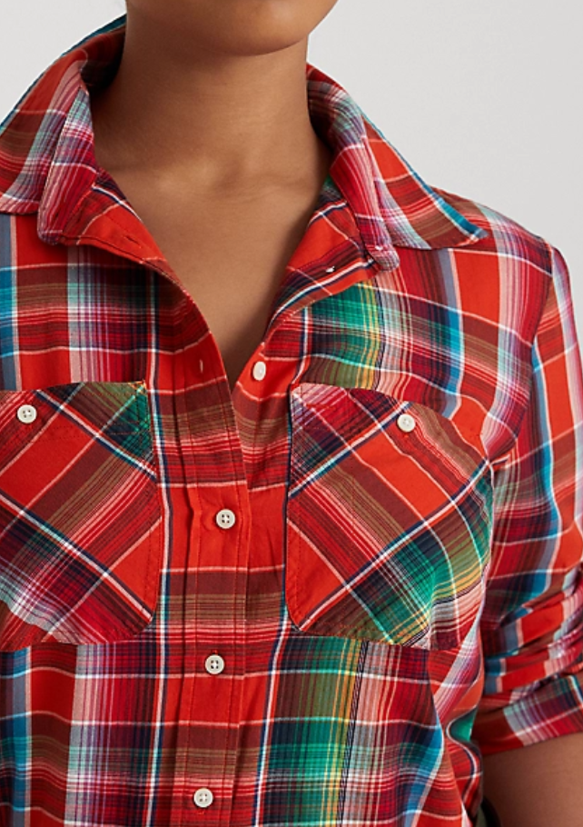LAUREN RALPH LAUREN Plus-Size Cotton Madras Shirt