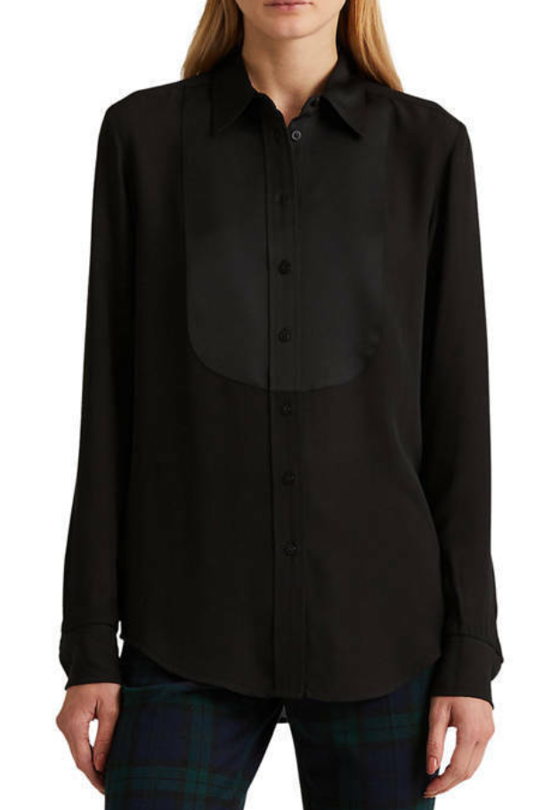 LAUREN RALPH LAUREN Plus-Size Bib-Front Georgette Shirt